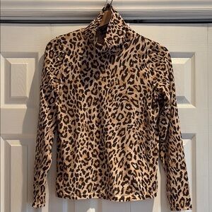 J Crew Leopard Print Tissue Turtleneck Top